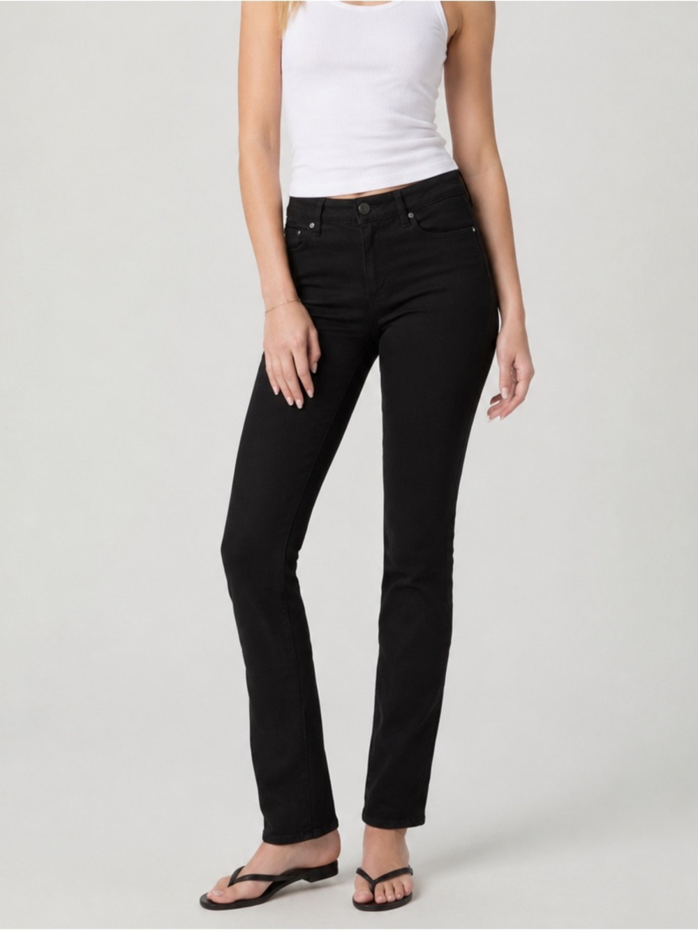 Paige Hoxton Straight Black High Rise Jeans Sz 29 Minimalist 90s Designer Luxury